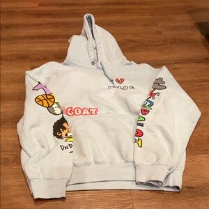 The goat polo g hoodie- Light Blue medium